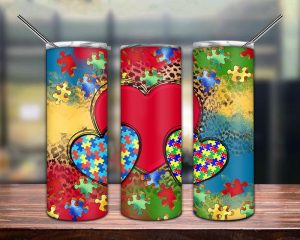Autism Hearts Tumbler Png