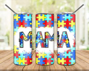 Autism Mama Tumbler Png