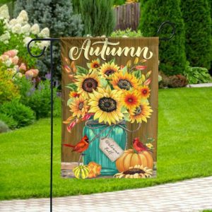 Autumn Sunflower Bird Garden Flag – 12×18 Garden Flag
