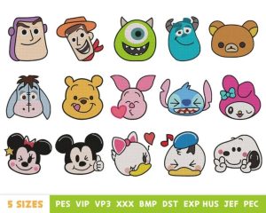 Baby Cartoon Faces Embroidery Design