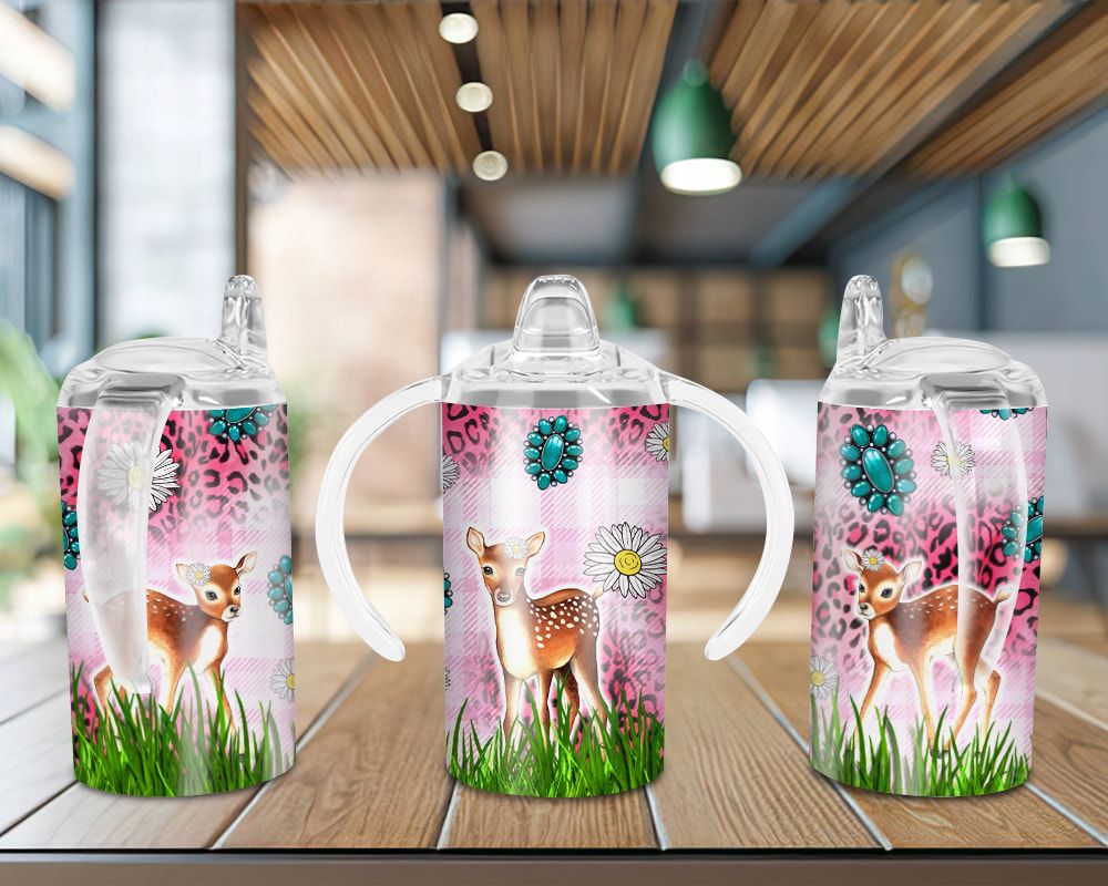 Baby Deer Sippy Cup Sublimation Design Baby Deer Sippy Cup Sublimation Design
