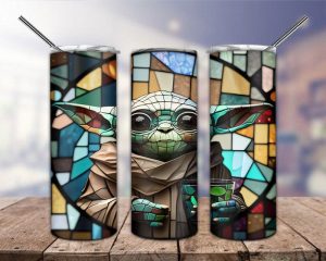 Baby Yoda Stained Glass Tumbler Png