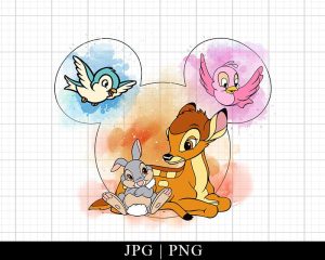 Bambi Character Mouse Head Watercolor Png