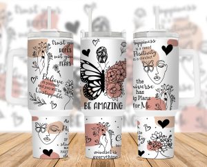 Be Amazing Affirmation 40 Oz 2 Piece Tumbler Wrap