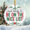 Be On The Nice List Ornament Png, Round Christmas Ornament