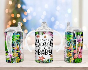 Beach Baby Tropical Sippy Cup Sublimation Design