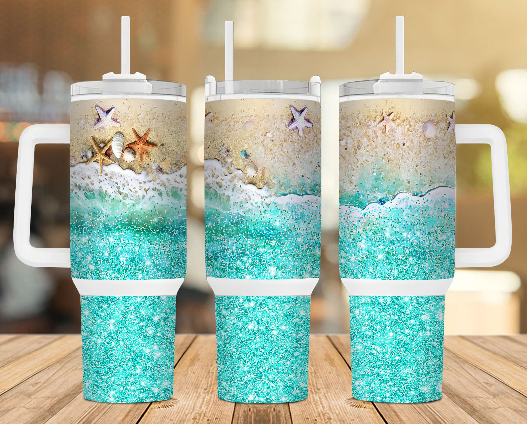 Beach Glitter 40 Oz 2 Piece Tumbler Wrap Beach Glitter 40 Oz 2 Piece Tumbler Wrap