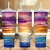 Beach Sunset Glitter 40 Oz 2 Piece Tumbler Wrap