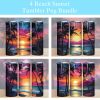 Beach Sunset Ocean Palm Tree Tumbler Png
