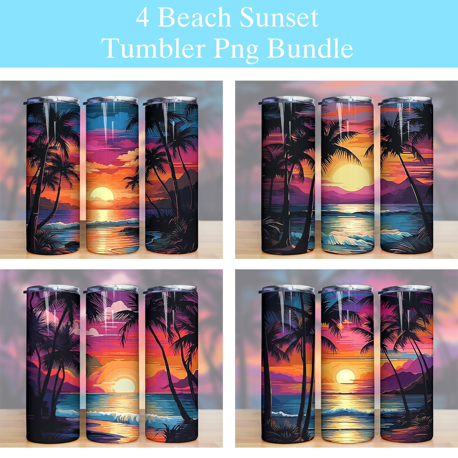 Beach Sunset Ocean Palm Tree Tumbler Png Beach Sunset Ocean Palm Tree Tumbler Png