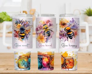 Bee And Honeycomb 40 Oz 2 Piece Tumbler Wrap