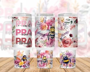Bee Floral Pray On It 40 Oz 2 Piece Tumbler Wrap