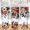 Black And White Flowers 40 Oz 2 Piece Tumbler Wrap