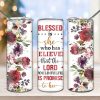 Blessed Is She Red Floral Tumbler Png