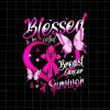 Blessed To Be Called Breast Cancer Survivor Png, Pink Butterfly Breast Cancer Awareness Png