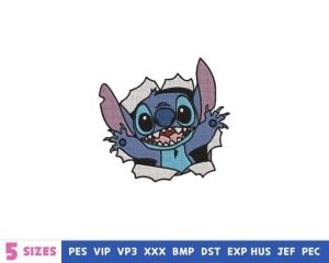 Blue Cute Cartoon Embroidery Design