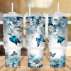 Blue Daisy Butterfly 40 Oz 2 Piece Tumbler Wrap