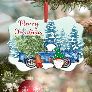 Blue Truck Merry Christmas Ornament PNG
