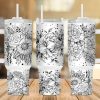 Boho Flowers Black And White 40 Oz 2 Piece Tumbler Wrap