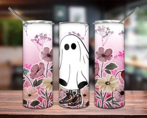 Boo Ghost Halloween Tumbler Wrap, Cute Ghost Halloween Tumbler