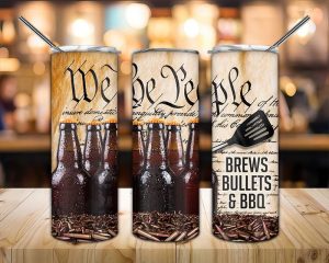 Brews Bullets Bbq Tumbler Png