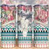Bull Skull Floral Aztec Tumbler Png