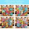 Bundle 3d Colorful Sunflowers And Rainbow Tumbler Png