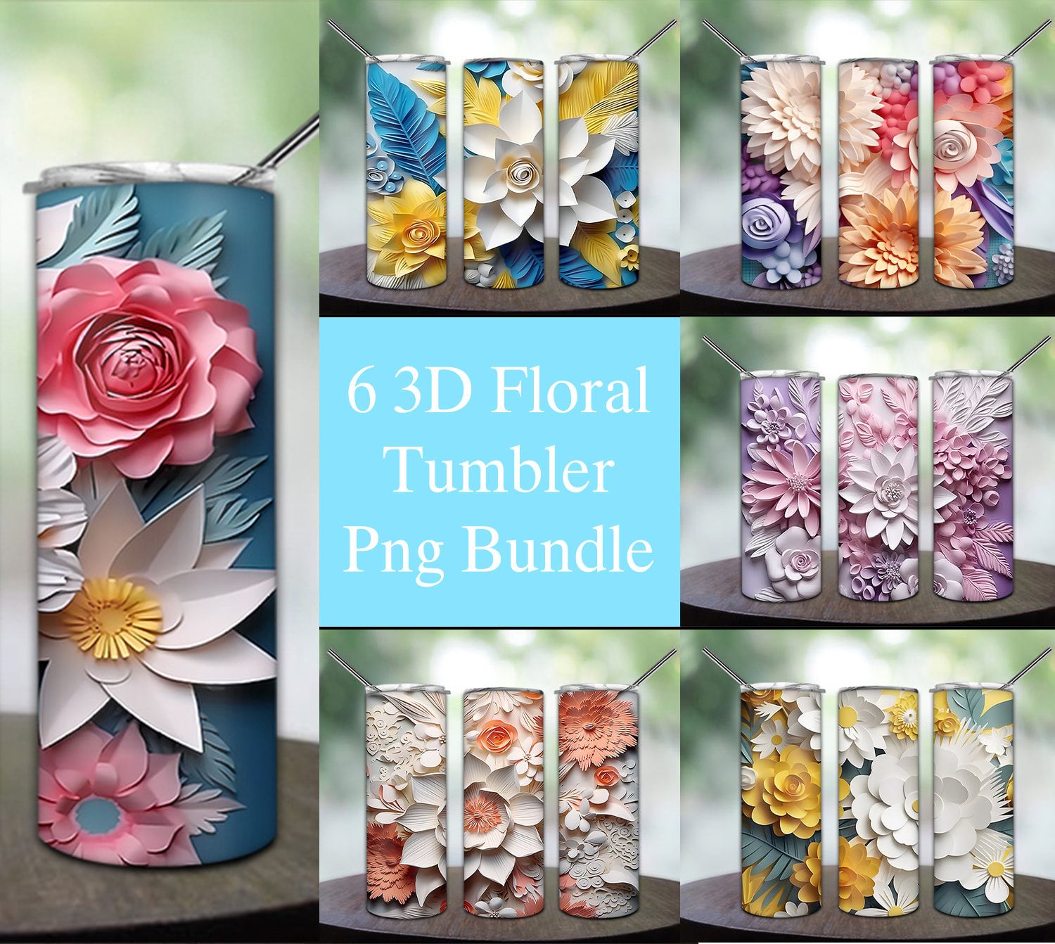 Bundle 3d Floral Tumbler Png Bundle 3d Floral Tumbler Png
