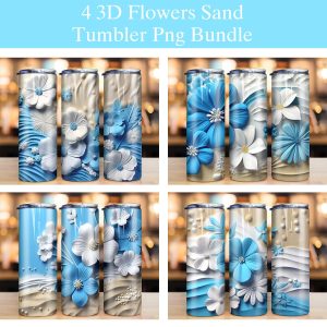 Bundle 3d Flowers Sand Beach Tumbler Png