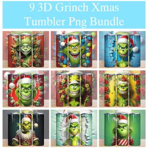 Bundle 3d Grinch Christmas Tumbler Png