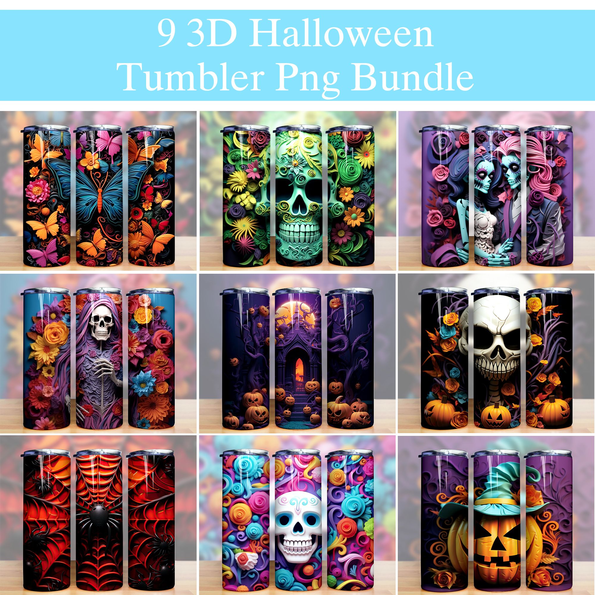 Bundle 3d Halloween Colorful Tumbler Png Bundle 3d Halloween Colorful Tumbler Png