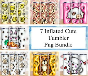 Bundle 3d Inflated Cute Animals Tumbler Png