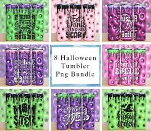 Bundle 3d Inflated Halloween Tumbler Png