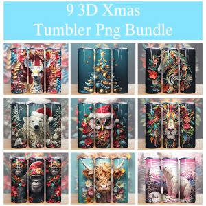 Bundle 3d Realistic Christmas Tumbler Png