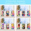 Bundle 4 Colorful Animals With Flowers Sippy Cup Sublimation Design