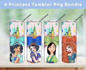 Bundle 4 Princesses Castle Tumbler Png