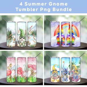 Bundle 4 Summer Gnome Tumbler Png