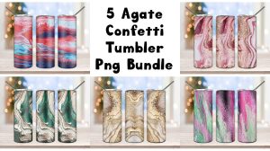 Bundle 5 Agate Confetti Tumbler PNG