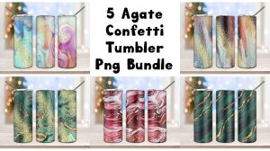 Bundle 5 Agate Confetti Tumbler PNG