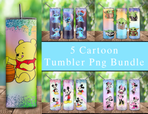 Bundle 5 Cartoon Glitter Tumbler Png
