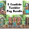 Bundle 5 Cowhide Skull Western Tumbler Png 2