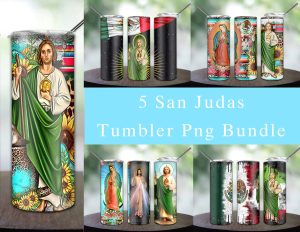 Bundle 5 San Judas Tadeo And Virgin Tumbler Png