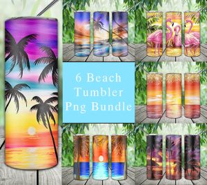 Bundle 6 Summer Beach Tumbler Png