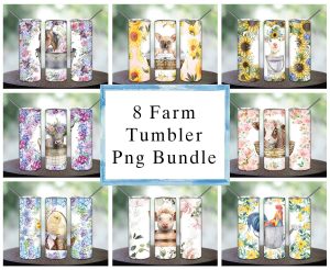 Bundle 8 Farm Animals Tumbler Png