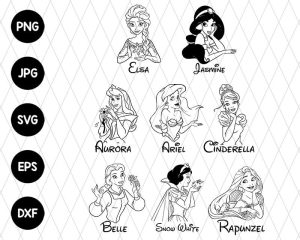 Bundle 8 Princesses Svg File