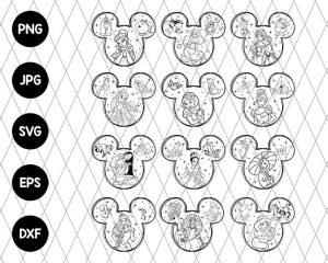 Bundle All Princesses Mouse Head Svg File