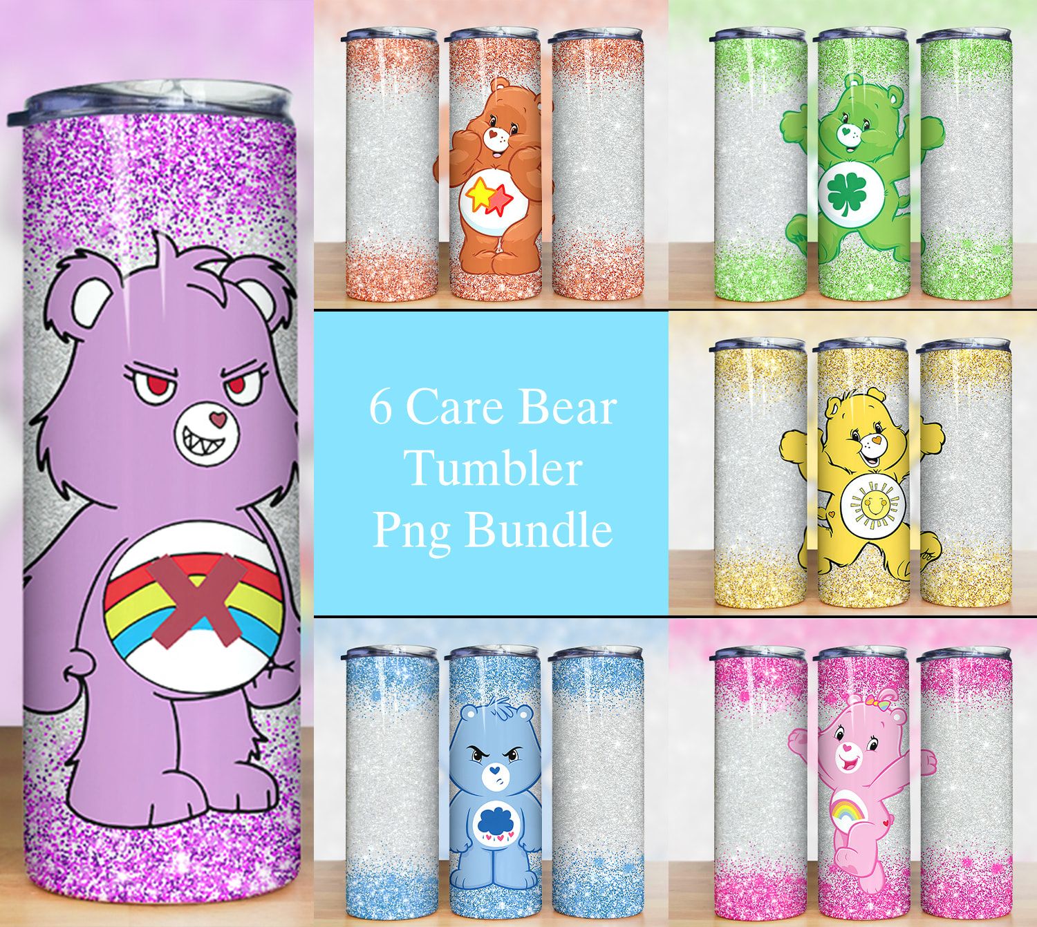Bundle Care Bear Glitter Tumbler Png Bundle Care Bear Glitter Tumbler Png