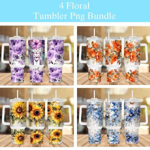 Bundle Floral Colorful 40 Oz 2 Piece Tumbler Wrap