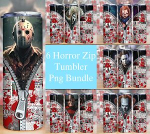 Bundle Horror Characters Newspaper Tumbler Png