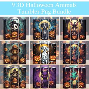 Bundle Kids Halloween Animals Tumbler Png